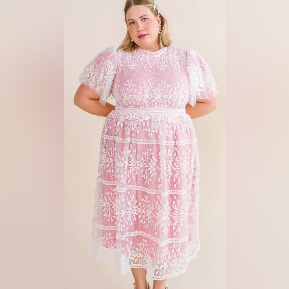 Lace Flutter Sleeve Dress